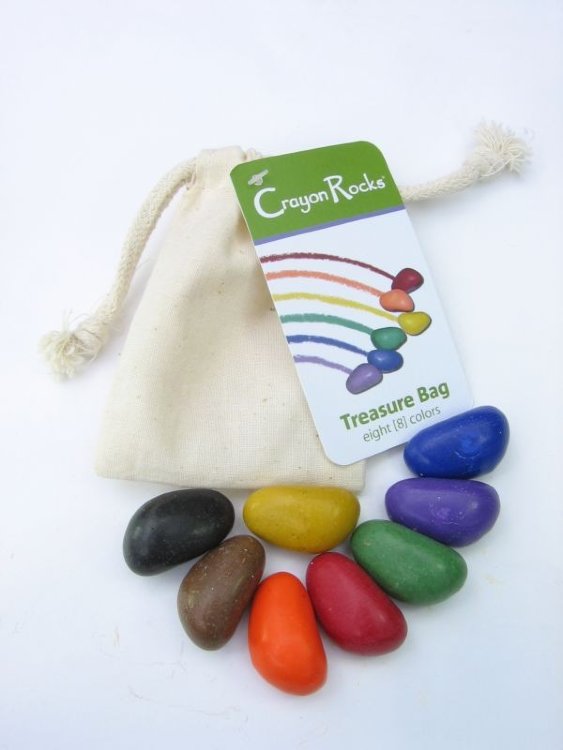 Мелки-камушки восковые Crayon Rocks (Крайон Рокс), набор 8 штук в льняном мешочке